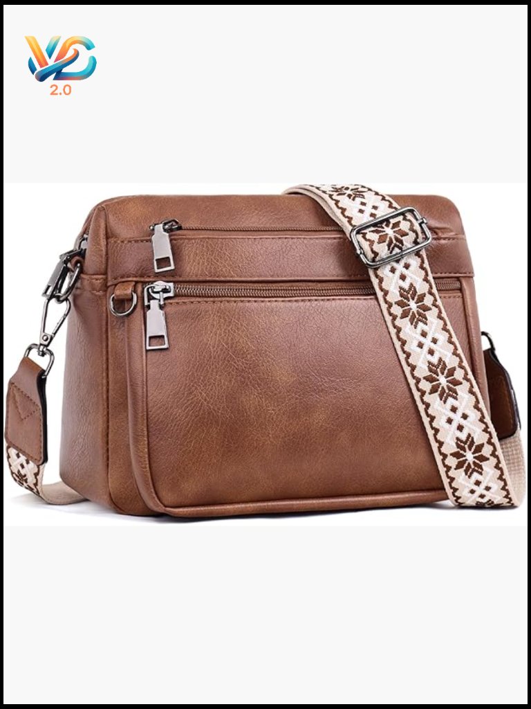 Vegan Leather Crossbody Purse With Card Slots, Camera Bag